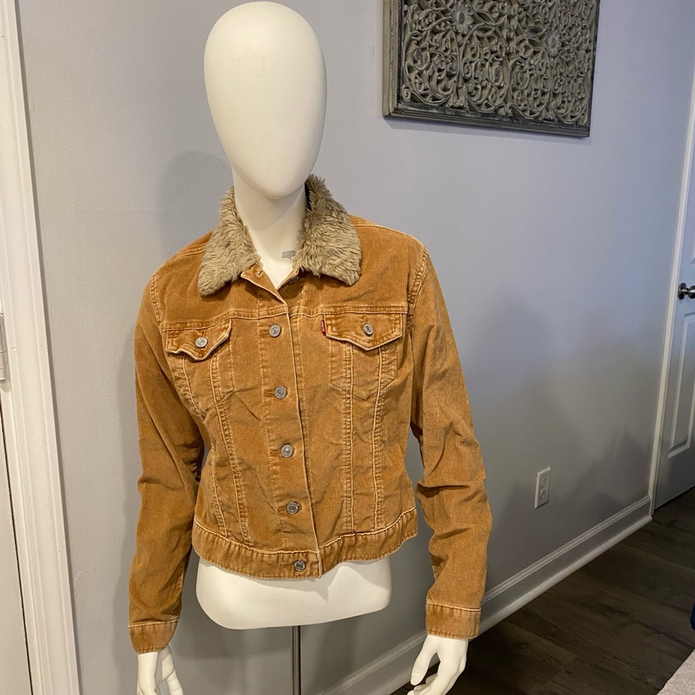✨Retro Levi’s Strauss Corduroy Faux Fur Jacket Coat Small - Picture 2 of 5